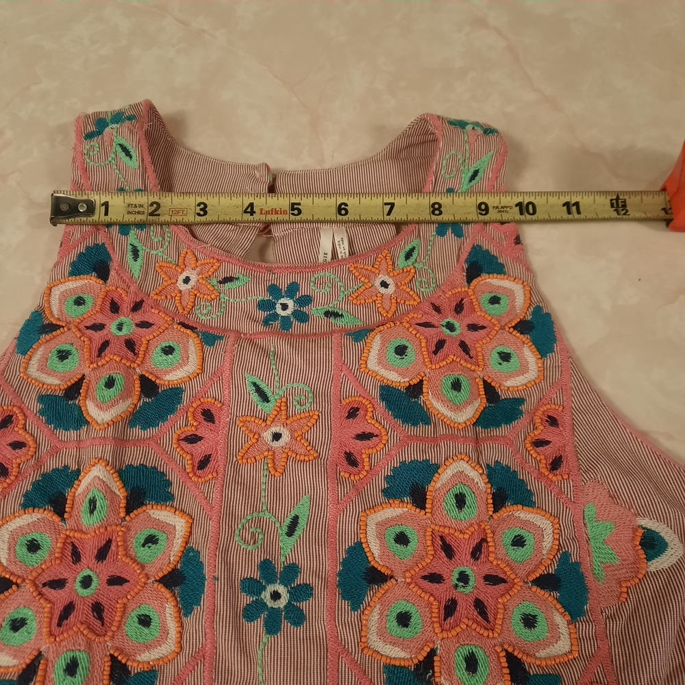 Anthropologie Floral Asymmetrical Dress - Orange and Green - Picture 5 of 16